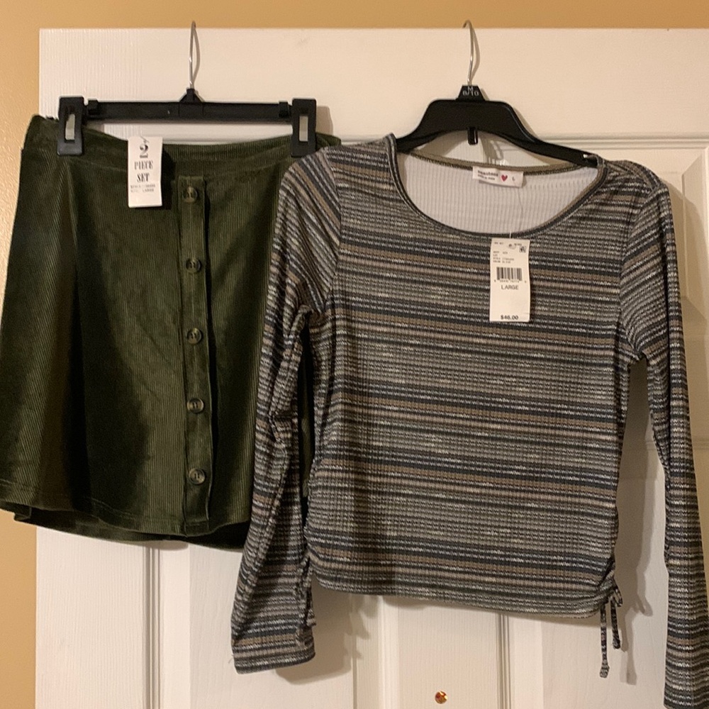 Girls fall two piece outfit olive green